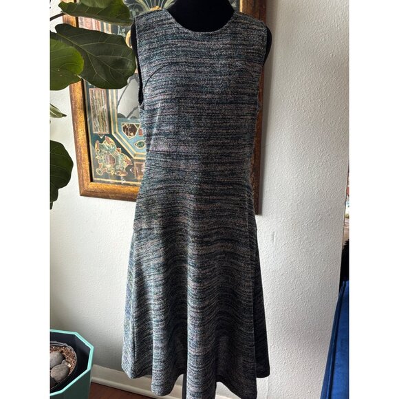 Ann TaylorLoft Sleeveless Knit Fit & Flare Dress Size 8 Green/Gray Blend - Picture 1 of 8